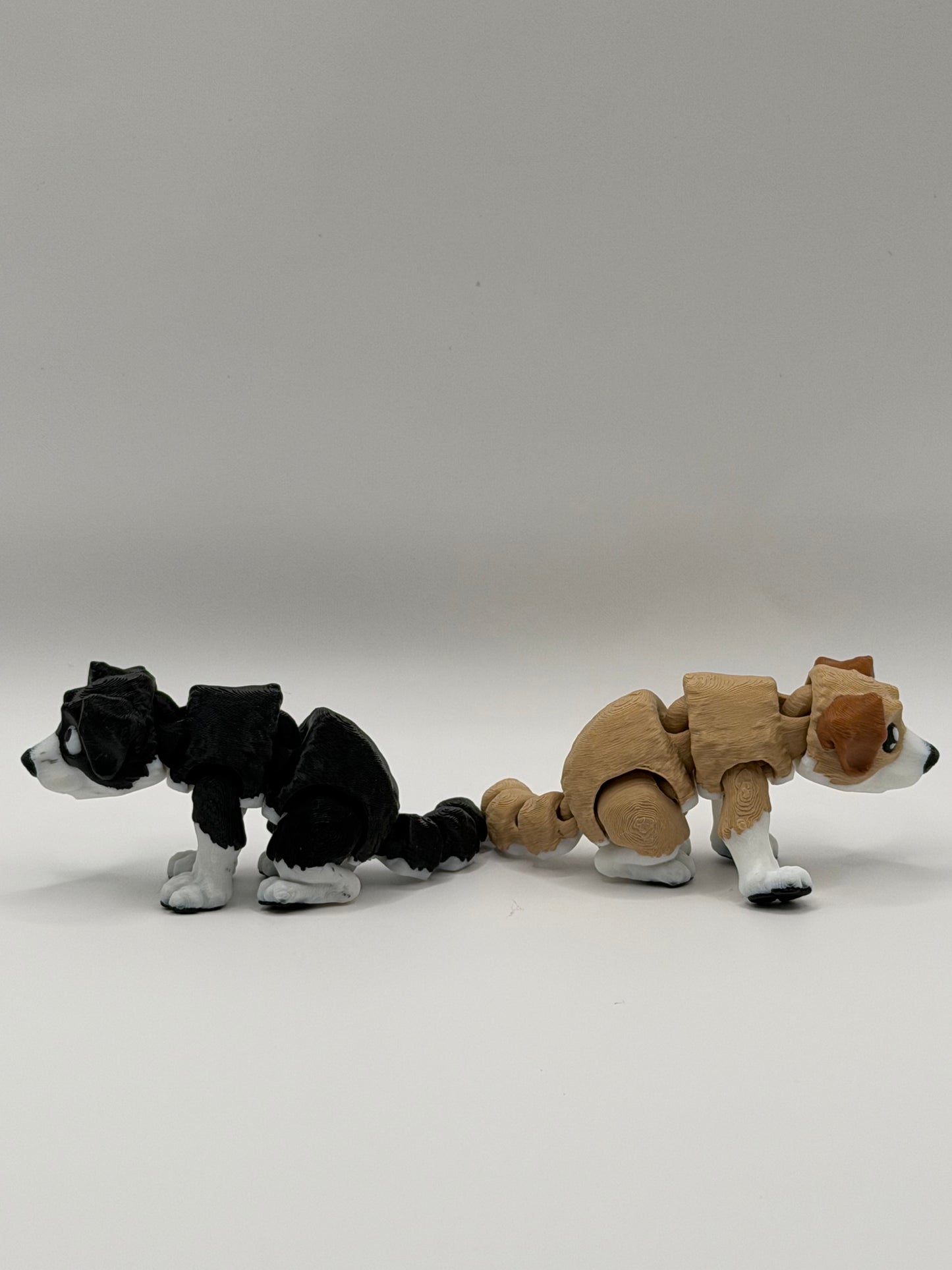 Articulated 3D Printed Dog - Brown & White - 4 Inch
