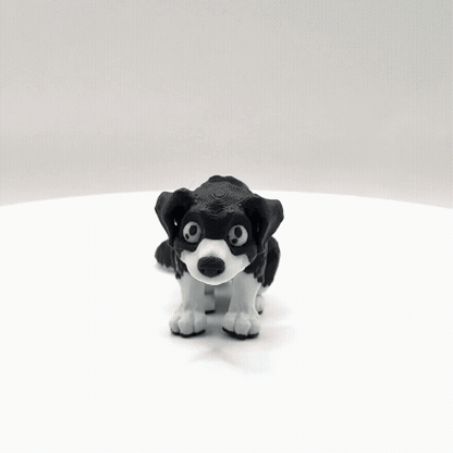 Articulated 3D Printed Dog - Black & White - 4 Inch