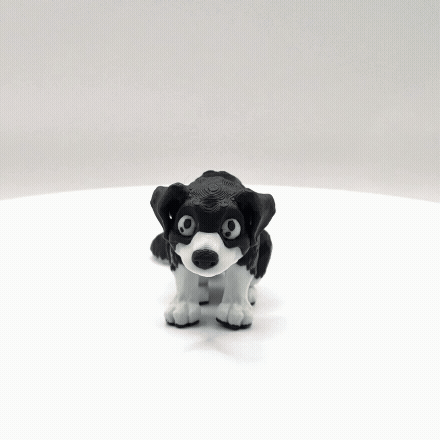 Articulated 3D Printed Dog - Black & White - 4 Inch