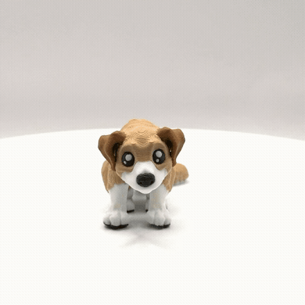 Articulated 3D Printed Dog - Brown & White - 4 Inch