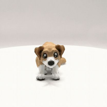 Articulated 3D Printed Dog - Brown & White - 4 Inch