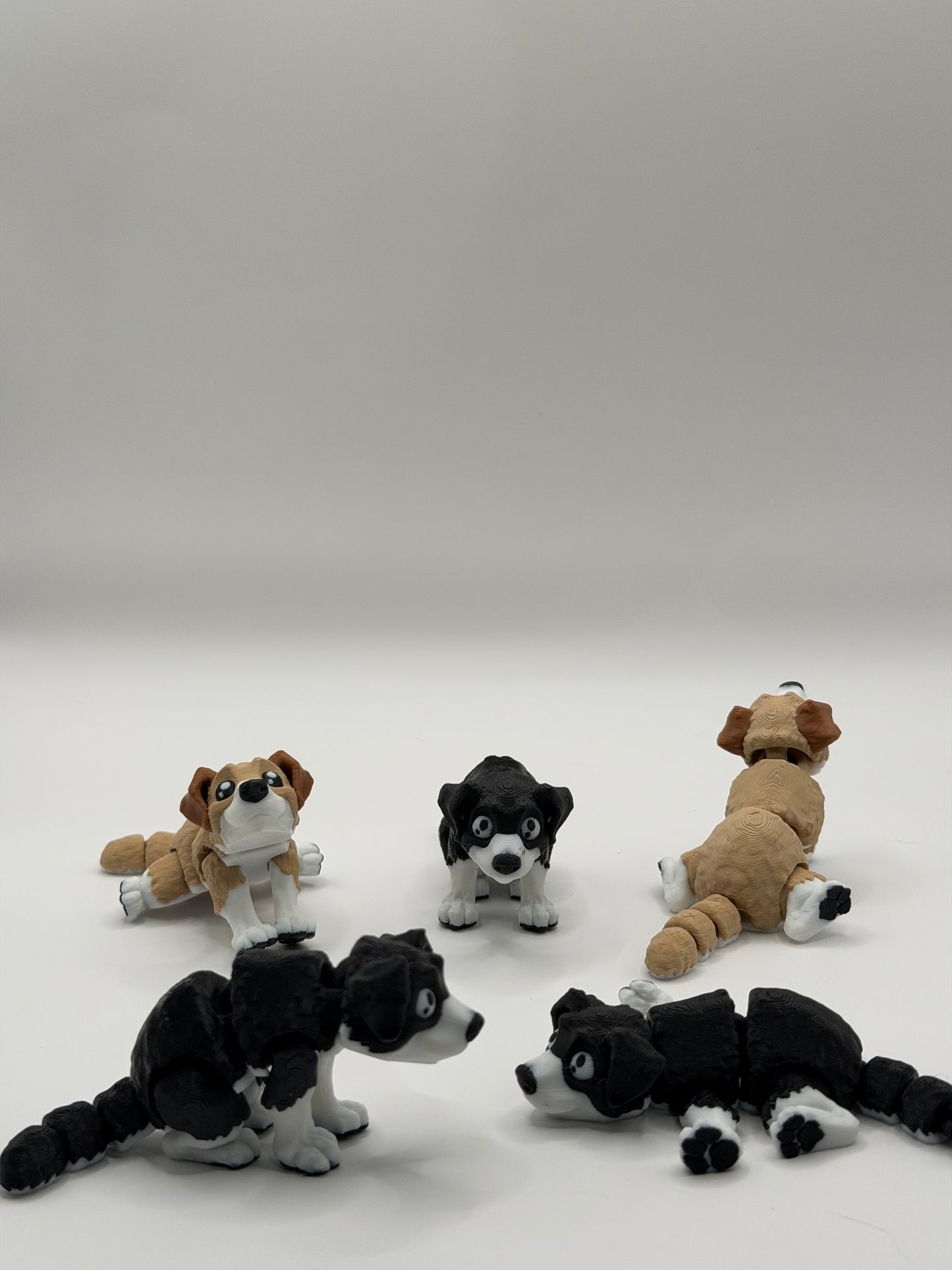 Articulated 3D Printed Dog - Black & White - 4 Inch