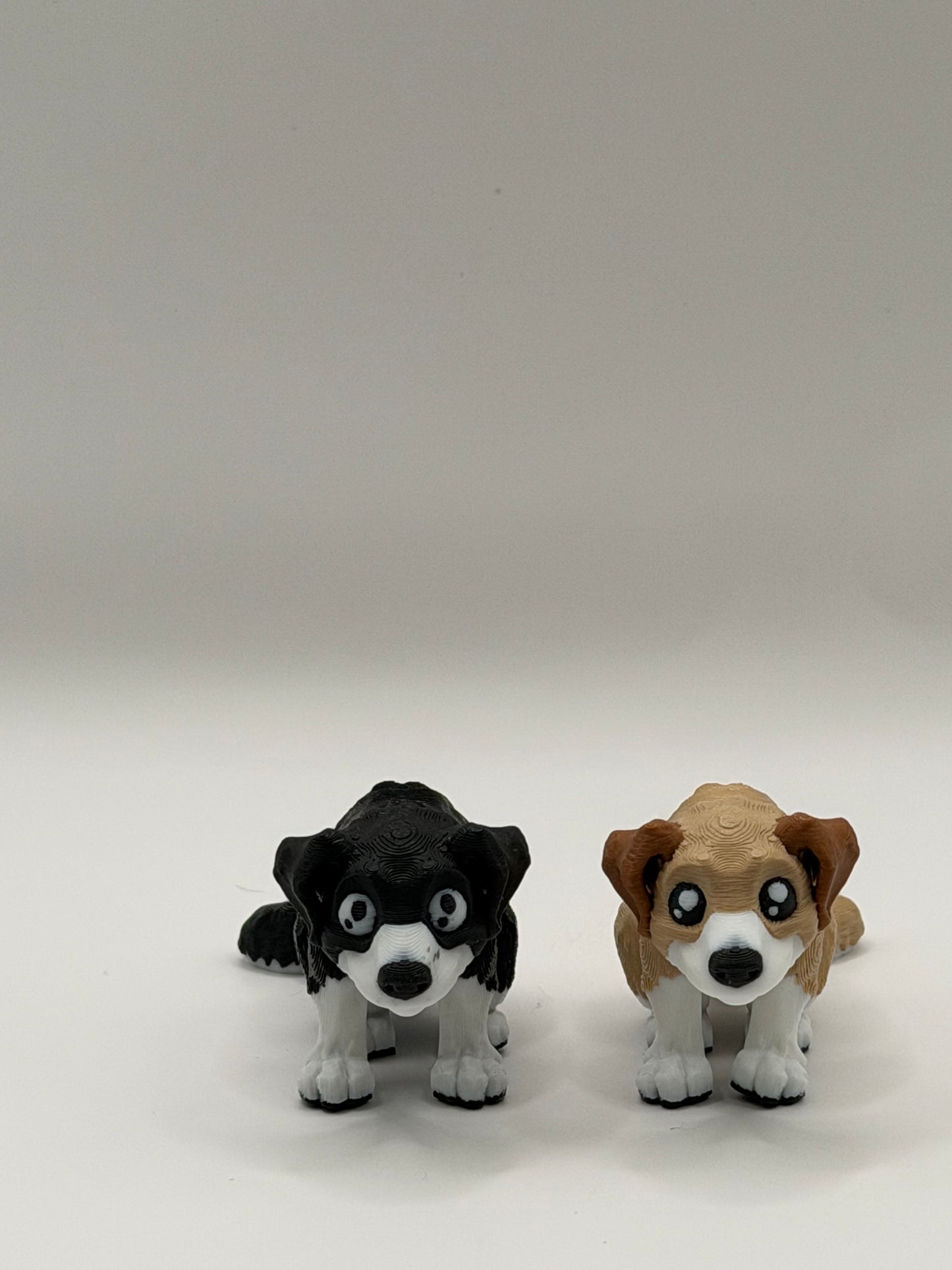 Articulated 3D Printed Dog - Black & White - 4 Inch