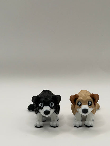 Articulated 3D Printed Dog - Black & White - 4 Inch