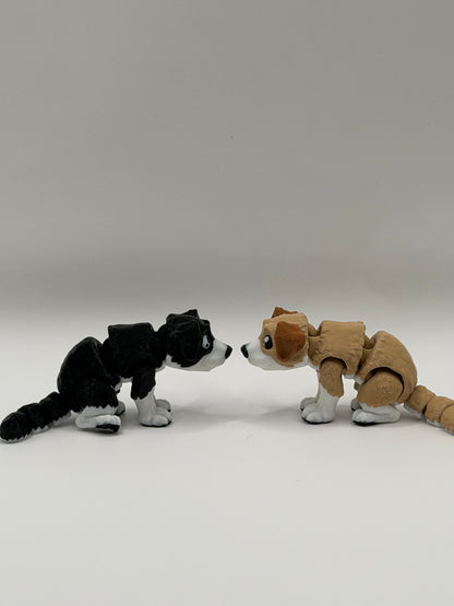 Articulated 3D Printed Dog - Brown & White - 4 Inch