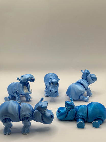 Articulated 3D Printed Hippo - 3.5 Inch Fidget Toy